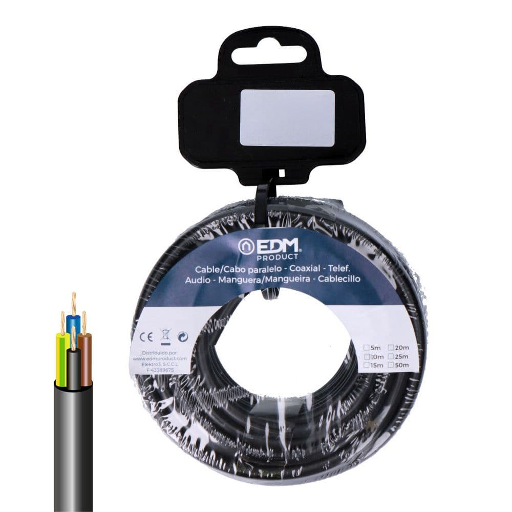 CARRETE MANGUERA TUBULAR VV-K06/1KV 4 G 2,50 mm² NEGRA, 5 m