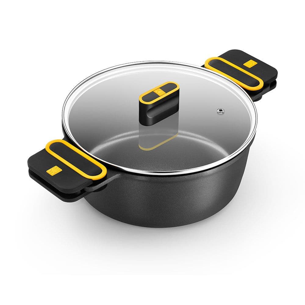 CACEROLA ALTA DE ALUMINIO FUNDIDO CON ANTIADHERENTE TRICAPA CON TAPA DE CRISTAL, DAILY PRO, Ø20 x 15 cm