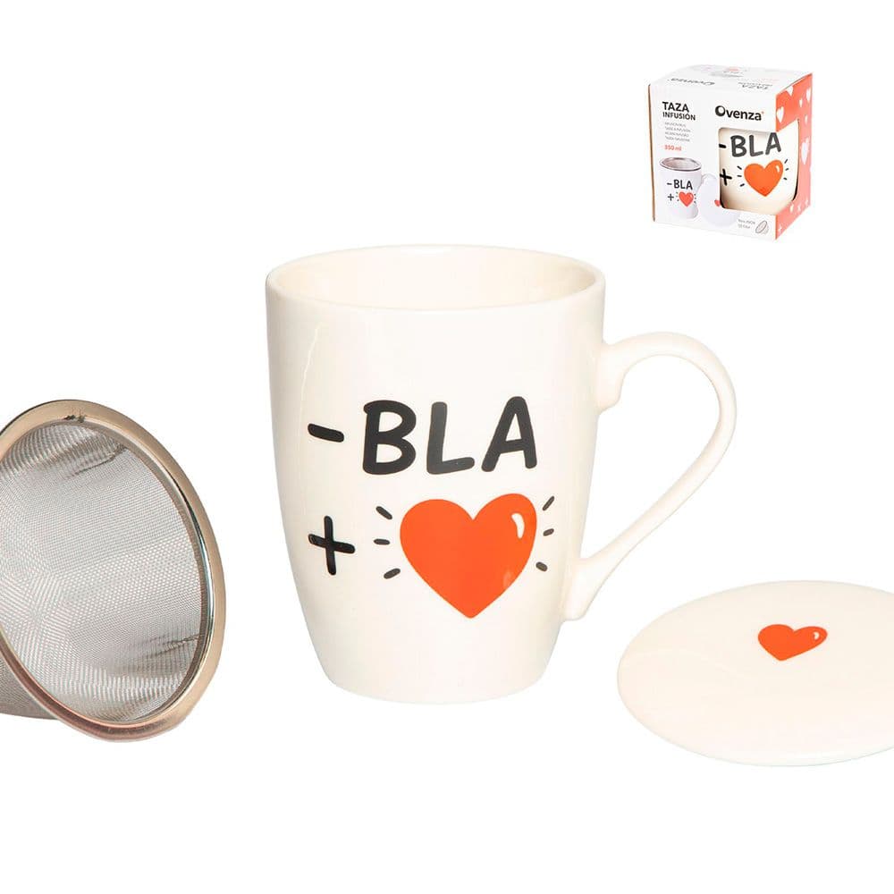 TAZA INFUSIÓN BLA CON FILTRO Y TAPA 350 ml