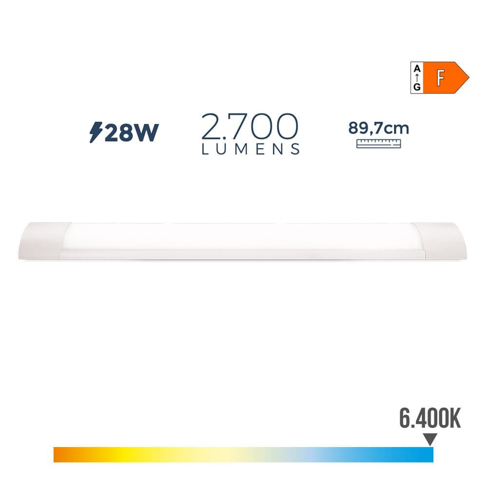 REGLETA LED 28 w 6500 k LUZ FRIA 2700 lm 89,7 x 3,1 x 8 cm