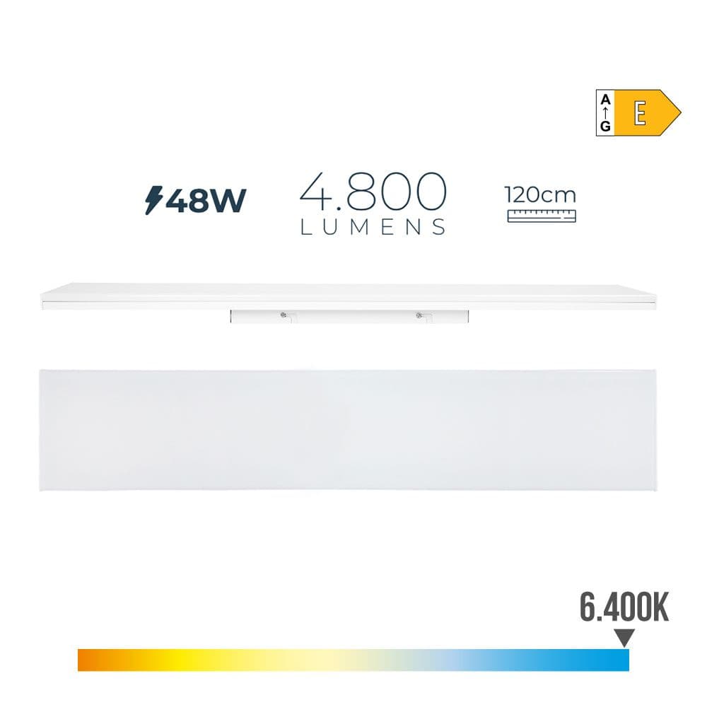 REGLETA LED 48 w 6400 k LUZ FRIA 4800 lm 12 x 120 x 4,5 cm