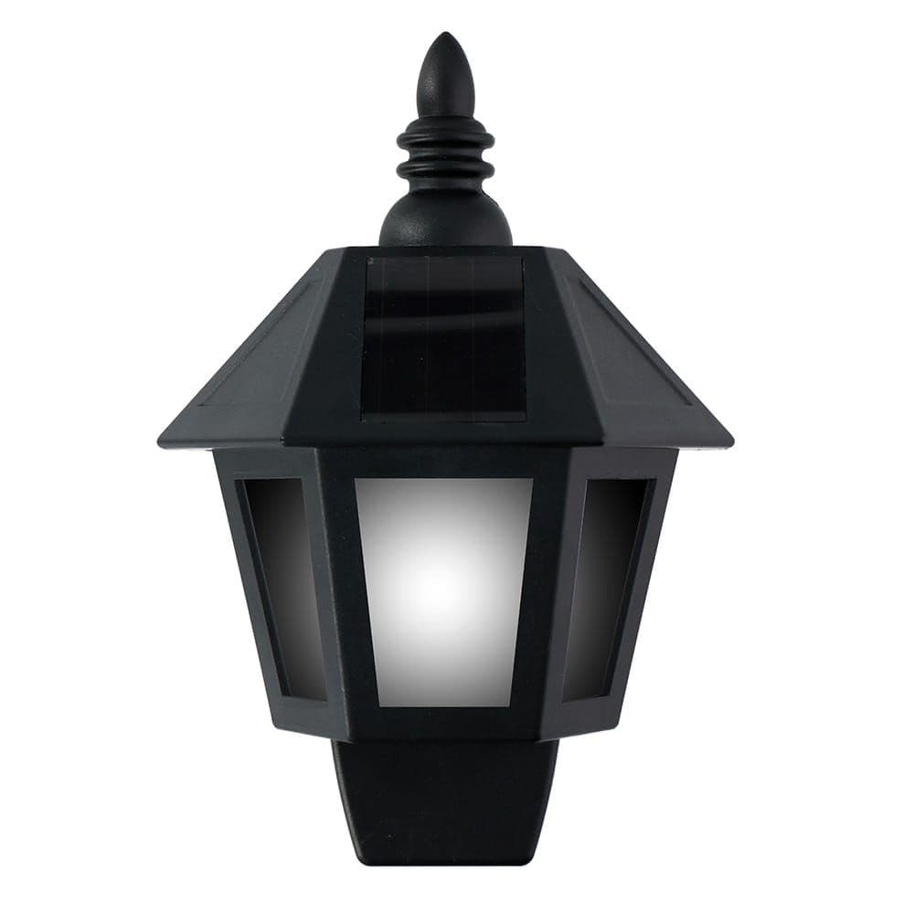 APLIQUE SOLAR LED, LUZ FRIA/EFECTO LLAMA, IP44, NEGRO
