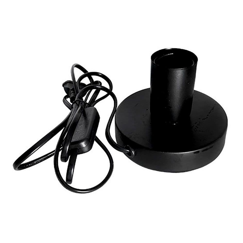 BASE DE MESA E27, CON CABLE E INTERRUPTOR, NEGRA, Ø120 x 85mm