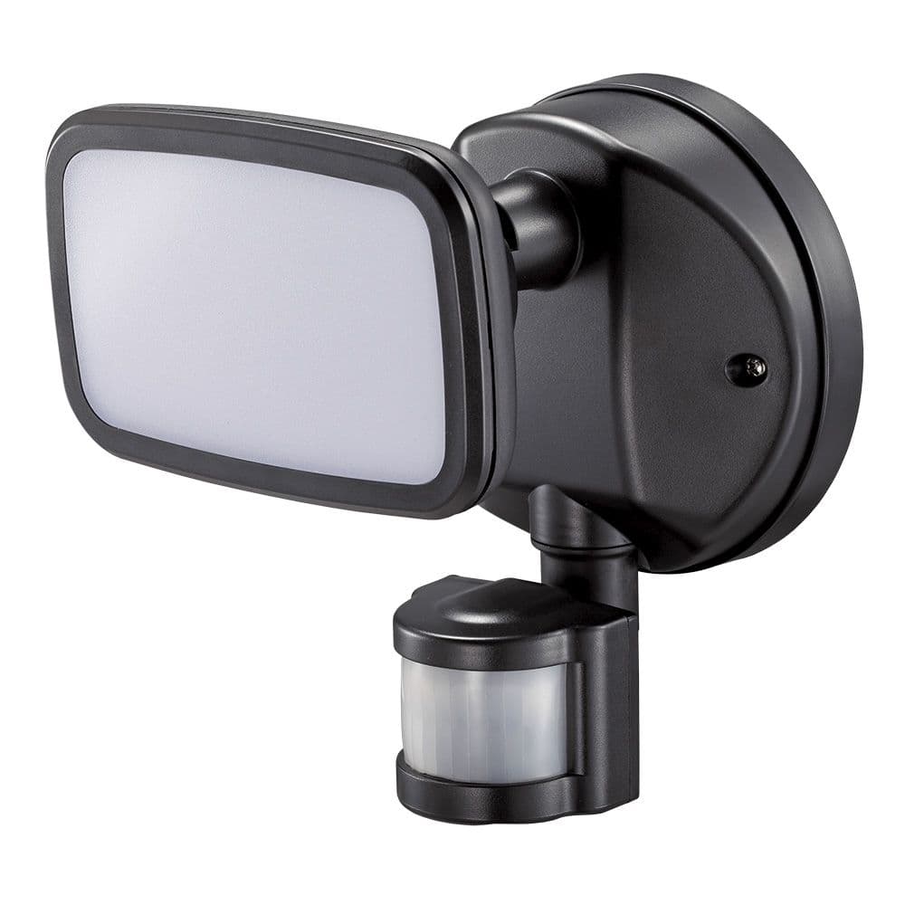 APLIQUE FOCO LED CON SENSOR CREPUSCULAR Y DE MOVIMIENTO 10 W 750 lm 4000 K LUZ DÍA, IP65, NEGRO, Ø12 × 14 × 17 cm