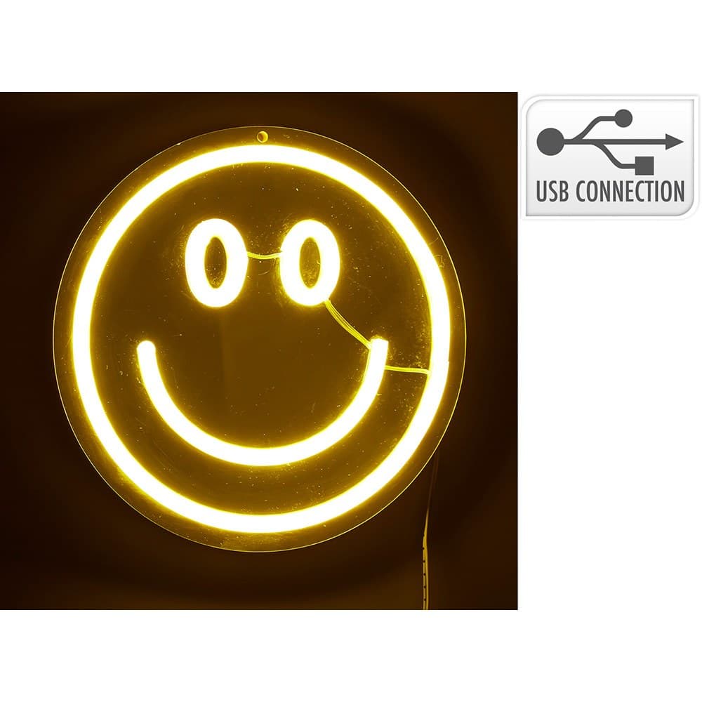 LUZ LED NEÓN DECORATIVA CARITA - ESPEJO, 20 x 20 cm
