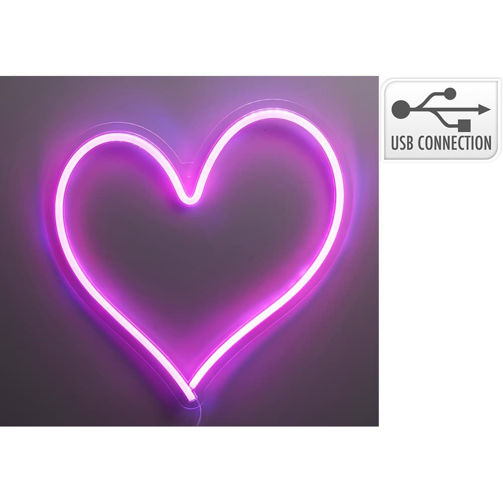 LUZ LED NEÓN DECORATIVA CORAZÓN, 32 x 34 cm