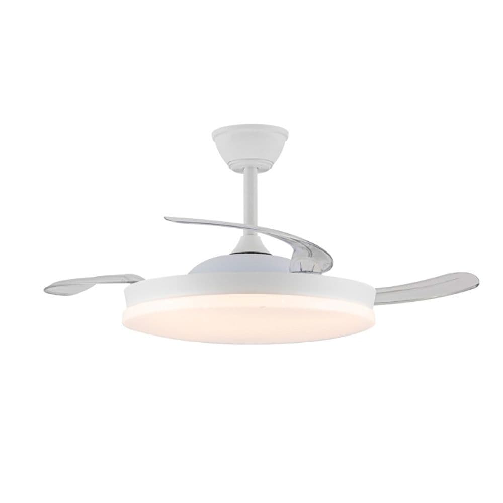 VENTILADOR DE TECHO LED 3CCT ASPAS RETRÁCTILES STARS EVO SMART 72 W 7920 lm BLANCO, ASPAS Ø106 cm, PLAFÓN Ø48,5 cm, ALTURA 34 - 44 cm