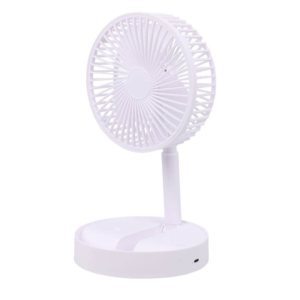 VENTILADOR DE SOBREMESA PLEGABLE Y RECARGABLE BLANCO, 3 VELOCIDADES, Ø165 x 360 mm