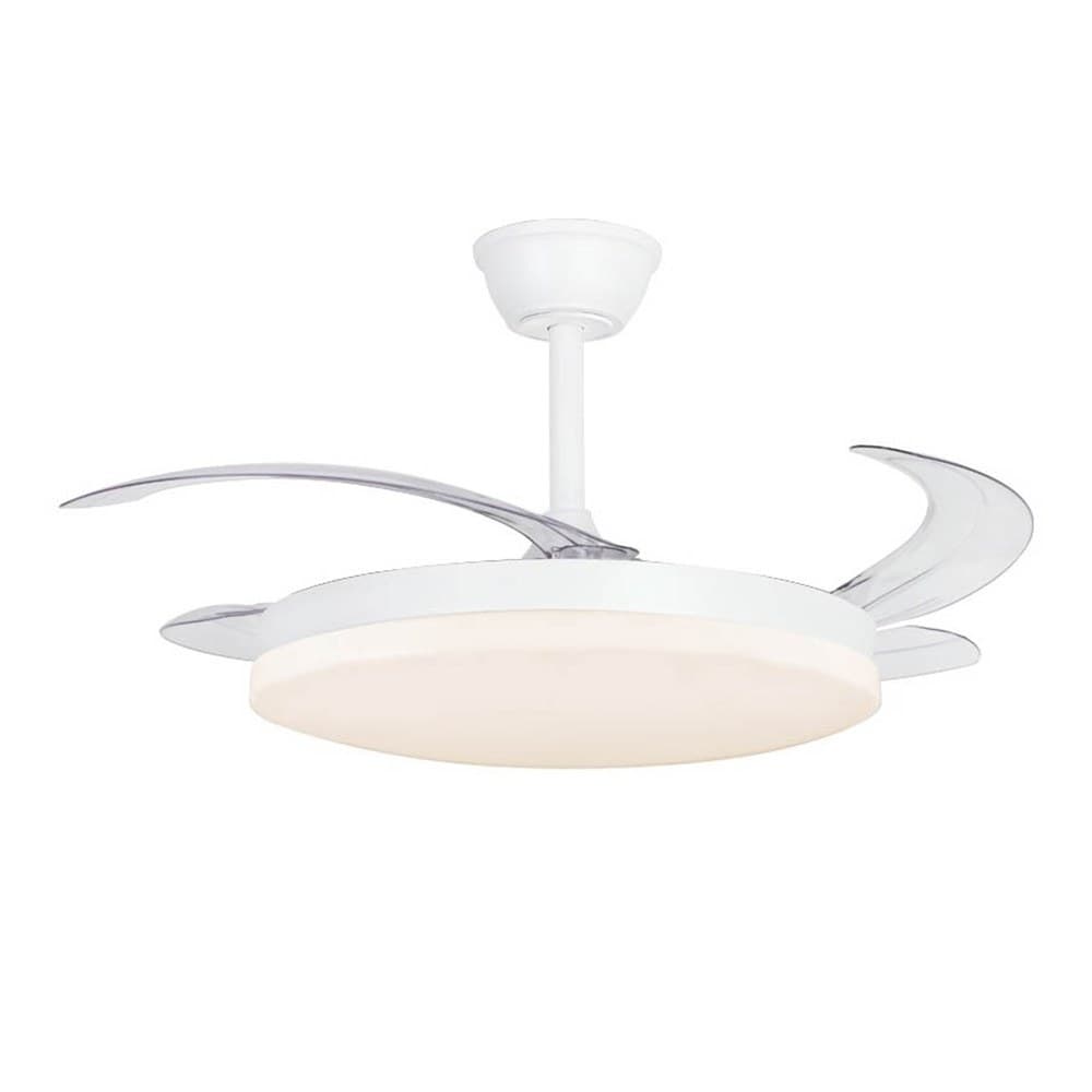VENTILADOR TECHO, LED 3CCT, ASPAS RETRÁCTILES, MILKY L EVO SMART, 72 W, 7920 lm, BLANCO, Ø120 cm, PLAFÓN Ø48 cm, ALTURA 32 - 42 cm