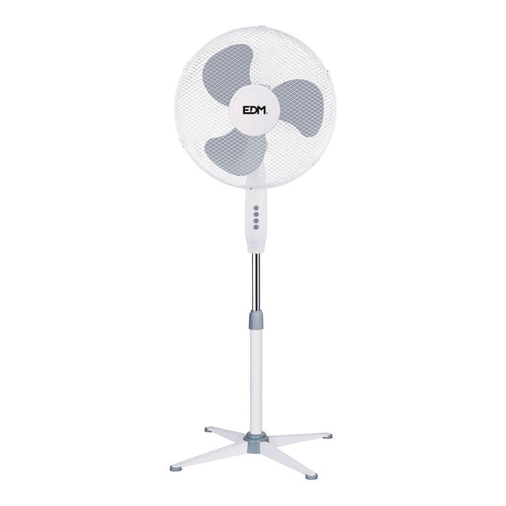 VENTILADOR DE PIE, BLANCO, POTENCIA 45 W, dB 60, ASPAS Ø40 cm, ALTURA REGULABLE 105-125 cm