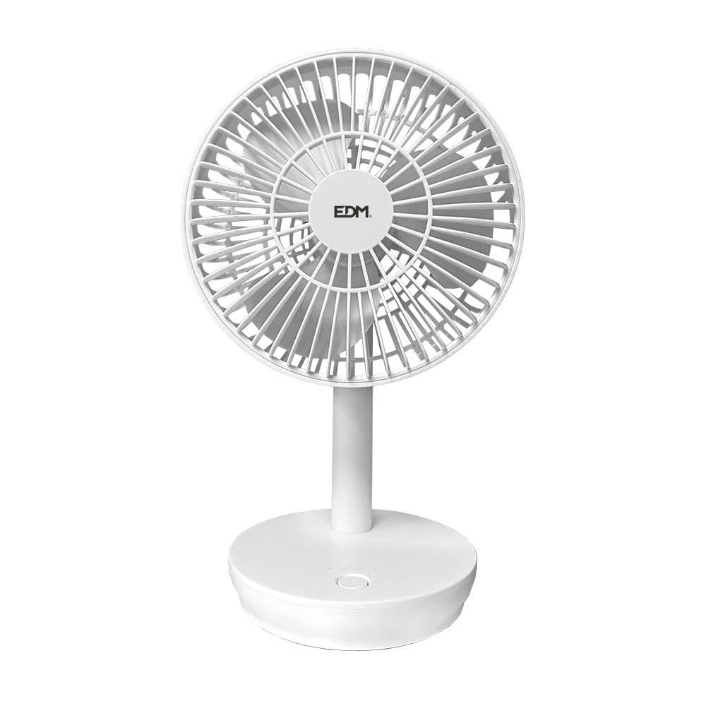 VENTILADOR DE SOBREMESA RECARGABLE BLANCO 5W - 31,6 dB - ASPAS: Ø14,5 cm 17 x 13 x 26 cm