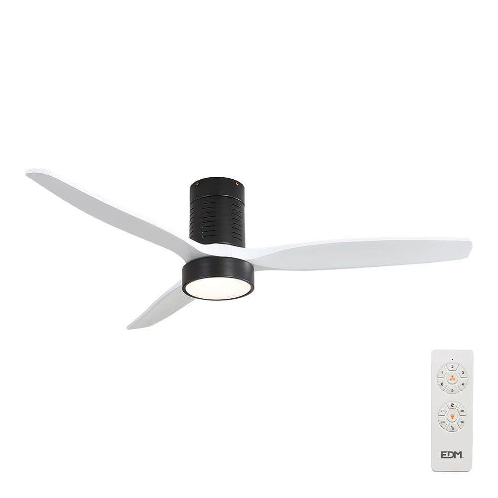 VENTILADOR DE TECHO MODELO KARA CON 3 ASPAS COLOR MADERA Ø132cm LUZ LED 3000/4000/6000K, 3CCT, 30 W, NEGRO