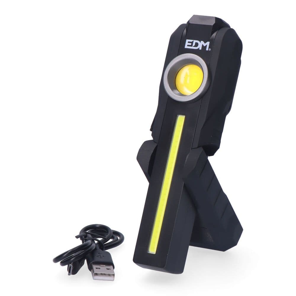 LINTERNA LED DE TRABAJO TRUE WORK COB 5 W 200lm + 200lm + SPOT SUPERIOR 50lm, RECARGABLE