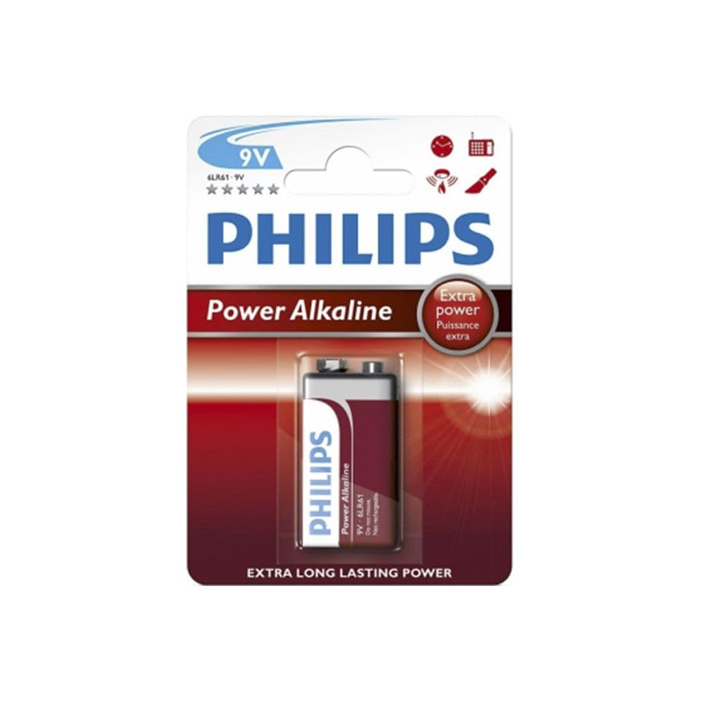 PILA ALKALINA POWER ALKALINE 6LR61- 9 V (BLISTER 1 unid.) 26,5 x 17,5 x 48,5 mm