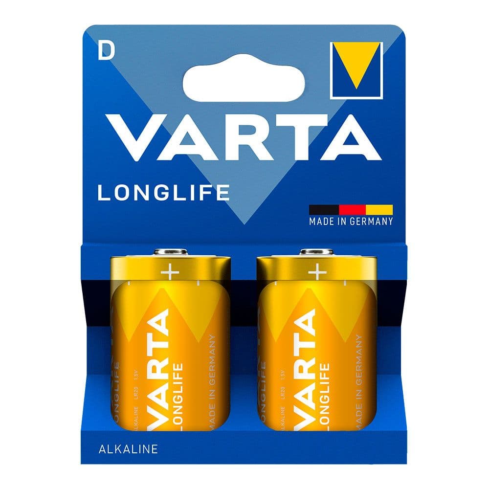 PILA ALCALINA LONGLIFE D - LR20 (BLISTER CARTÓN 2 uds) Ø34,2 x 61,5 mm