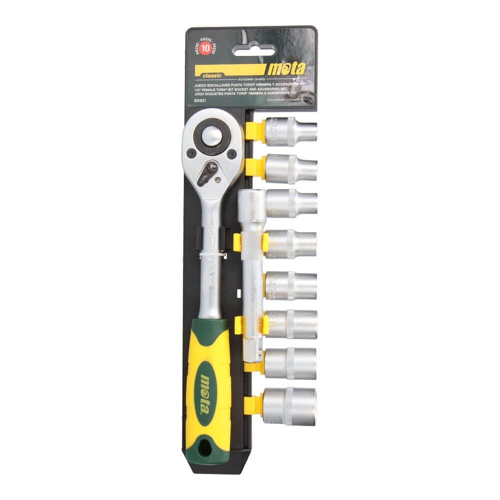 BOCALLAVES PUNTA TORX HEMBRA ½ pulg, JUEGO 10 PIEZAS