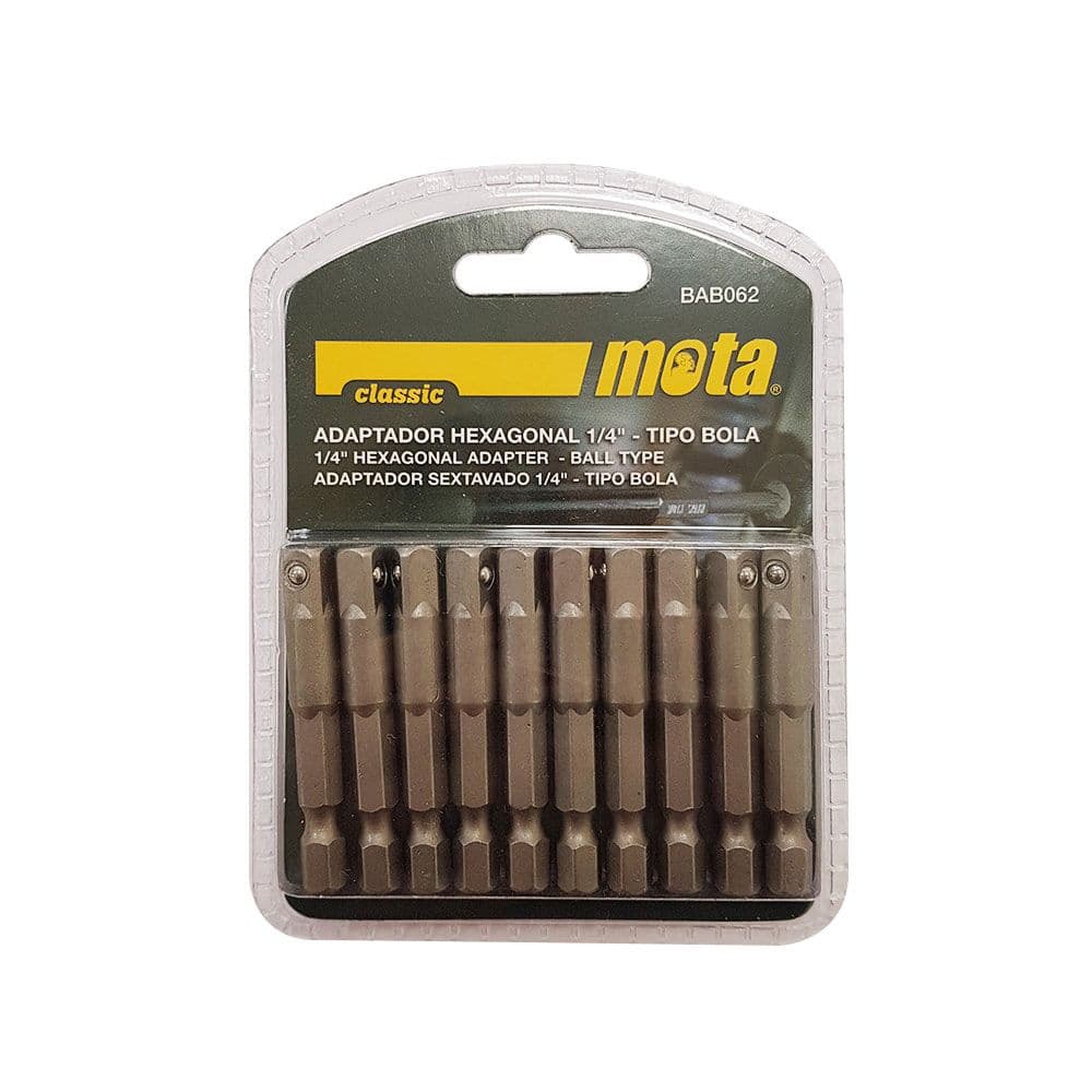 PACK 10 ADAPTADORES HEXAGONAL T. BOLA 50mm 1/4" 10 unid. BAB062 MOTA