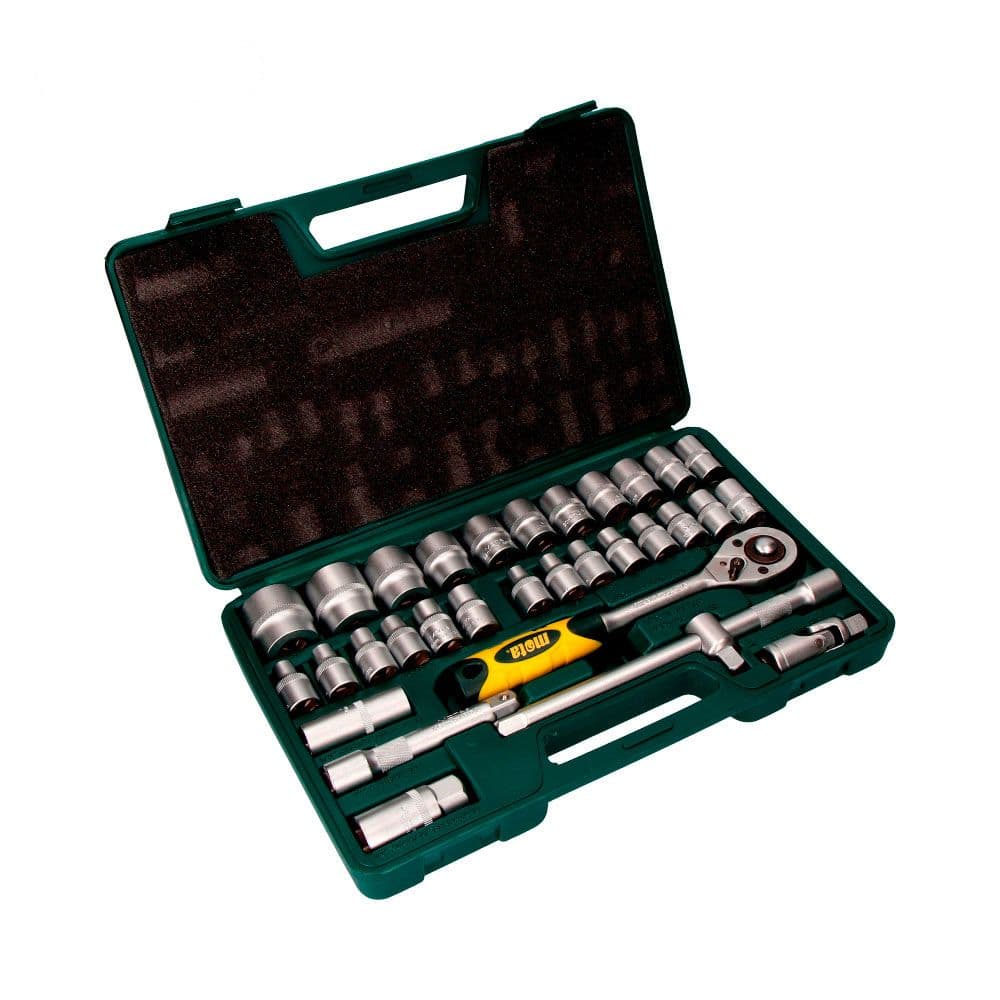 BOCALLAVES Y ACCESORIOS ½ pulg CROMO VANADIO, JUEGO 32 PIEZAS