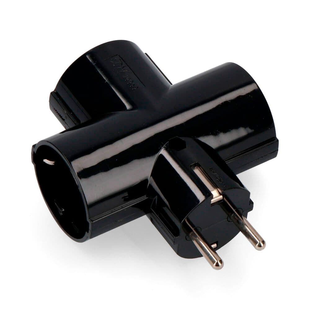 CLAVIJA 2P+T TIPO F TRIPLE NEGRA DE BAQUELITA T/TL 16A 250V (RETRACTILADA)