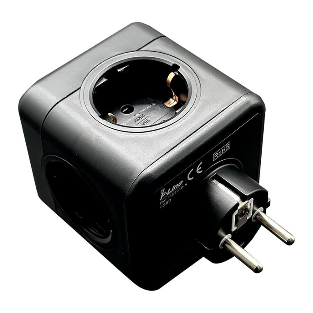 CLAVIJA MODULAR 5 TOMAS SCHUKO 2P+T 16 A 3680 W 250 V~ NEGRA COMPATIBLE CON REF 40292, 40293