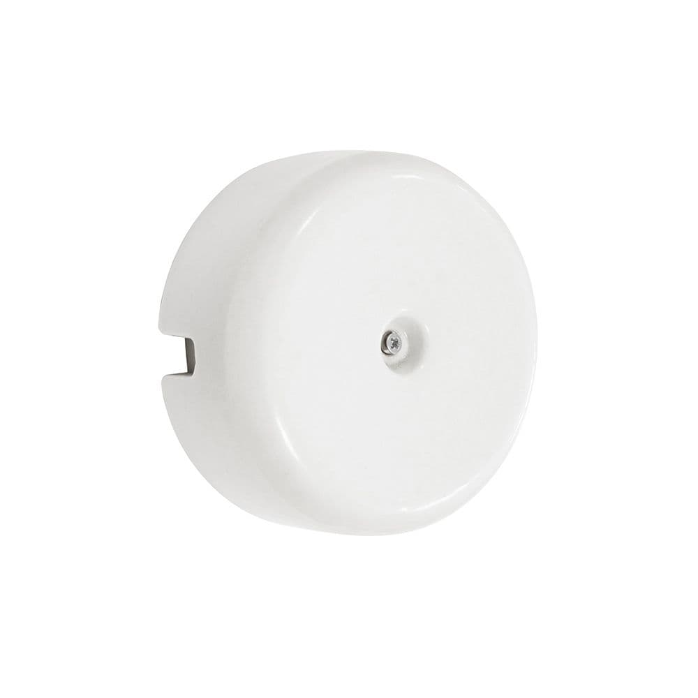 CAJA DE EMPALMES SUPERFICIE, EMBELLECEDOR PORCELANA SERIE VINTAGE Ø110mm, ESTRUCTURA INTERIOR Ø80x40mm BLANCA