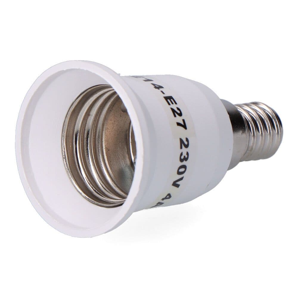 AMPLIFICADOR E-14 A E-27 4 A 230 V, BLANCO, Ø39 x 70 mm (RETRACTILADO)