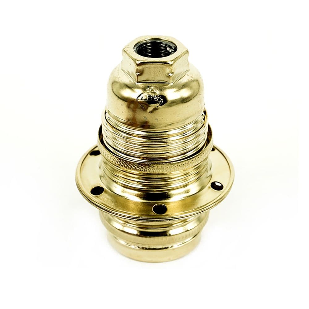 PORTALÁMPARAS METÁLICO ROSCADO DECORATIVO VINTAGE LATONADO CON ARANDELAS E14 Ø43 x 60 mm