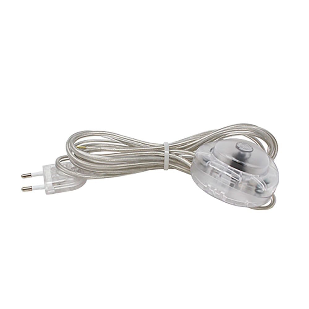 INTERRUPTOR ELÉCTRICO DE PIE CON CABLE, 2,5 A 250 V, 3 m, TRANSPARENTE