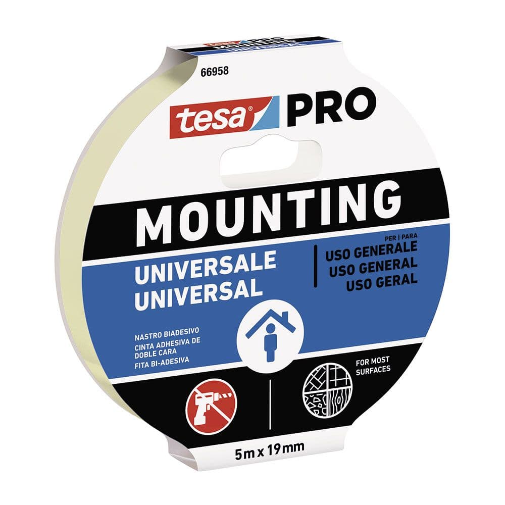 CINTA DOBLE CARA MOUNTING PRO UNIVERSAL 19 mm x 5 m