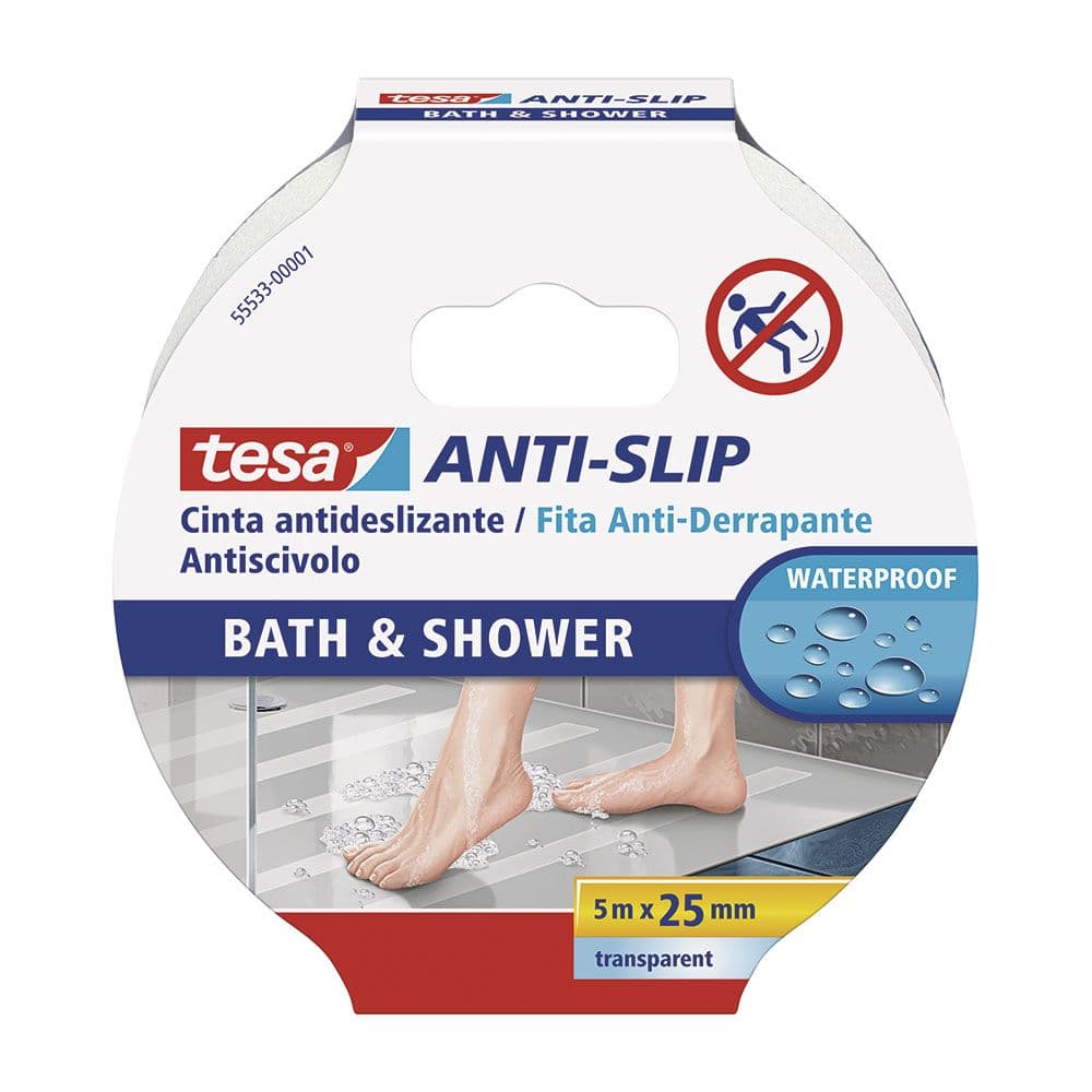 CINTA ANTIDESLIZANTE BAÑO Y DUCHA TRANSPARENTE 25 mm x 5 m