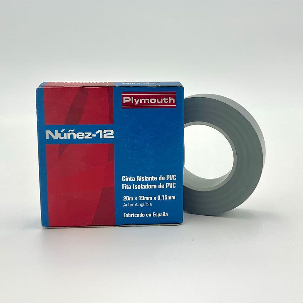 CINTA AISLANTE PVC ALTA ADHESIÓN GRIS 19 mm x 0,15 mm x 20 m