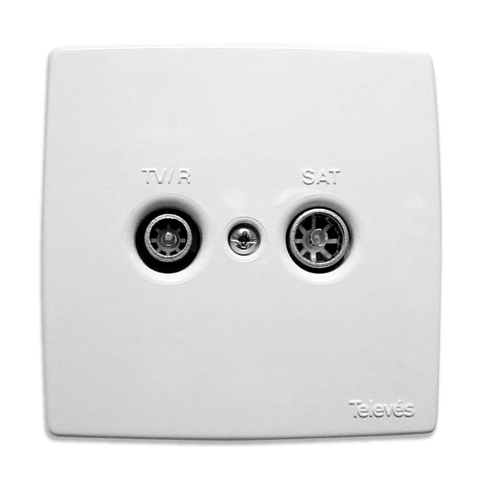 EMBELLECEDOR BLANCO DE PLASTICO PARA TOMA DOBLE TELEVES