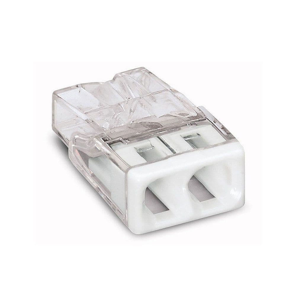 CONECTOR RÁPIDO 2 VIAS, Ø MAXIMO 2,5 mm², TRANSPARENTE / BLANCA