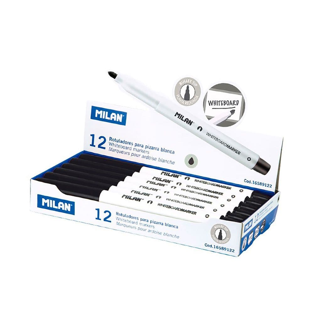 ROTULADORES PARA PIZARRA BLANCA Ø3,7 mm NEGRO, CAJA 12 uds