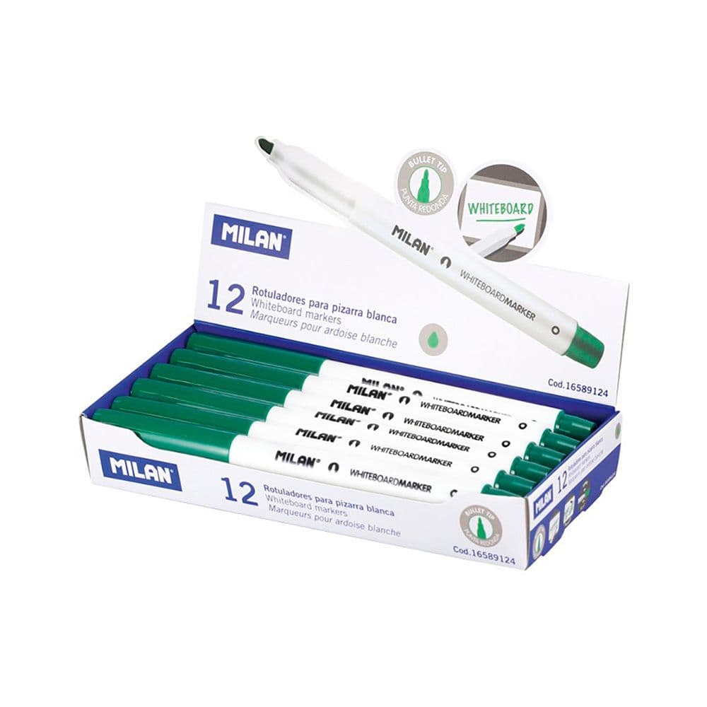 ROTULADORES PARA PIZARRA BLANCA Ø3,7 mm VERDE, CAJA 12 uds
