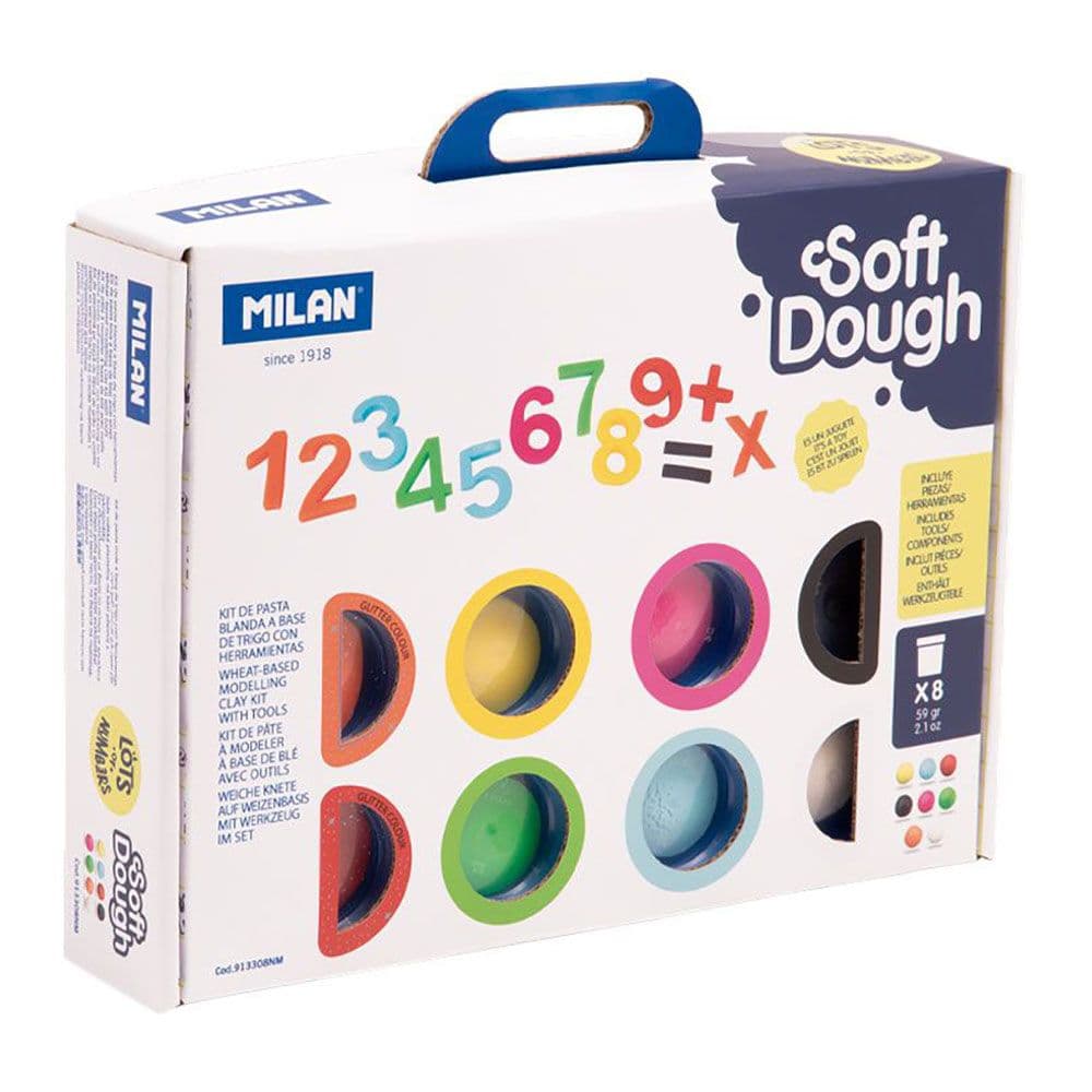 MALETÍN PASTA BLANDA SOFT DOUGH 8 BOTES 59 g CON HERRAMIENTAS "NÚMEROS