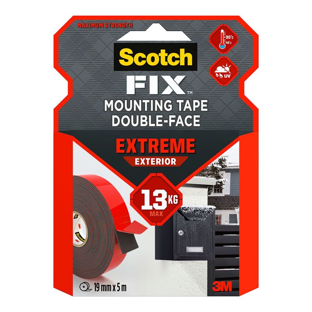 CINTA DOBLE CARA DE MONTAJE EXTREME PARA EXTERIORES, MÁX 10 Kg 19 mm x 1,5 m