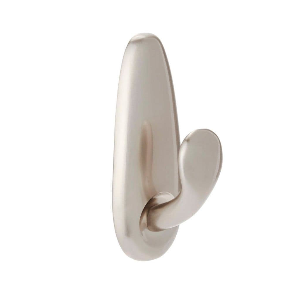 COMMAND GANCHO METÁLICO, MEDIANO, NÍQUEL PULIDO, 1 ud + 2 TIRAS, MÁX 1,3 Kg