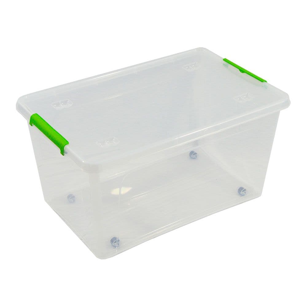 CAJA TRANSPARENTE MULTIUSOS CON RUEDAS 44 l - 58,5 x 39 x 30 cm