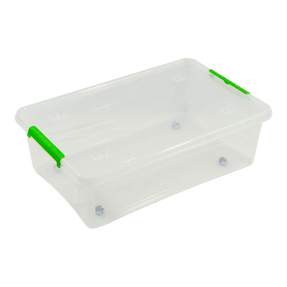 CAJA TRANSPARENTE MULTIUSOS CON RUEDAS 29 l - 58,5 x 39 x 17 cm