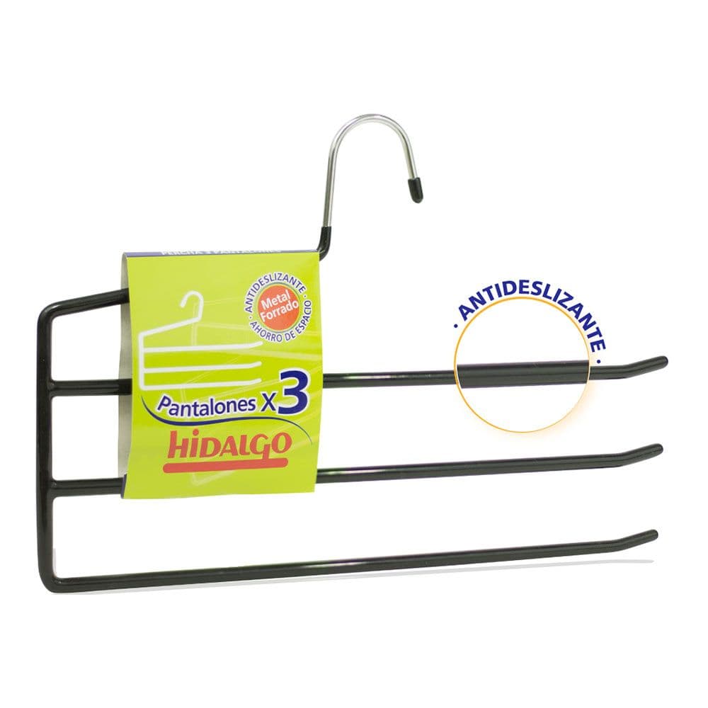 PERCHA ANTIDESLIZANTE PARA 3 PANTALONES, COLOR AZUL