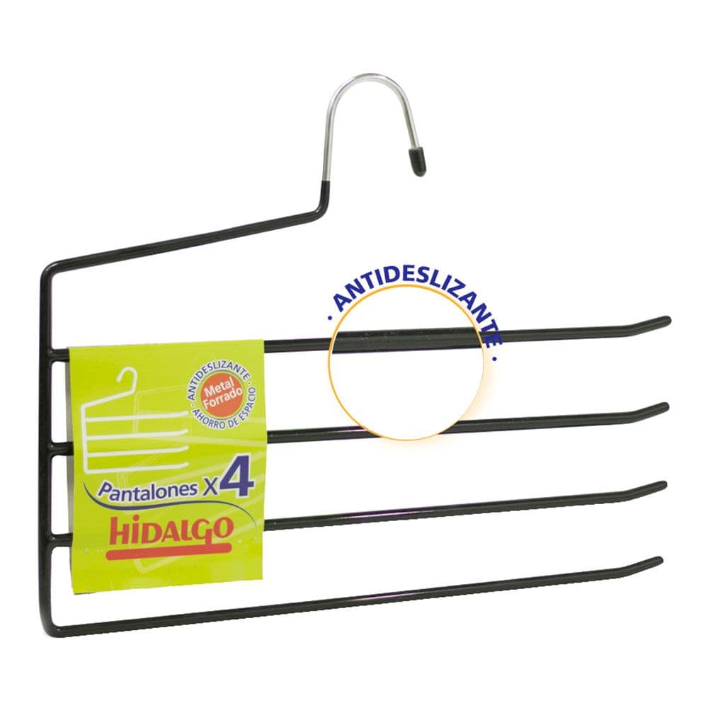 PERCHA ANTIDESLIZANTE PARA 4 PANTALONES, COLOR AZUL