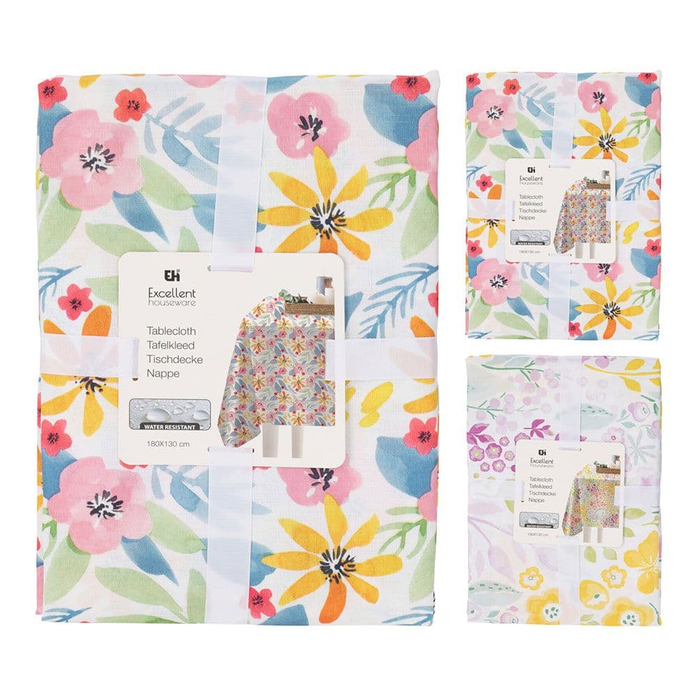MANTEL DE POLIÉSTER CON ESTAMPADO DE FLORES 180 x 130 cm