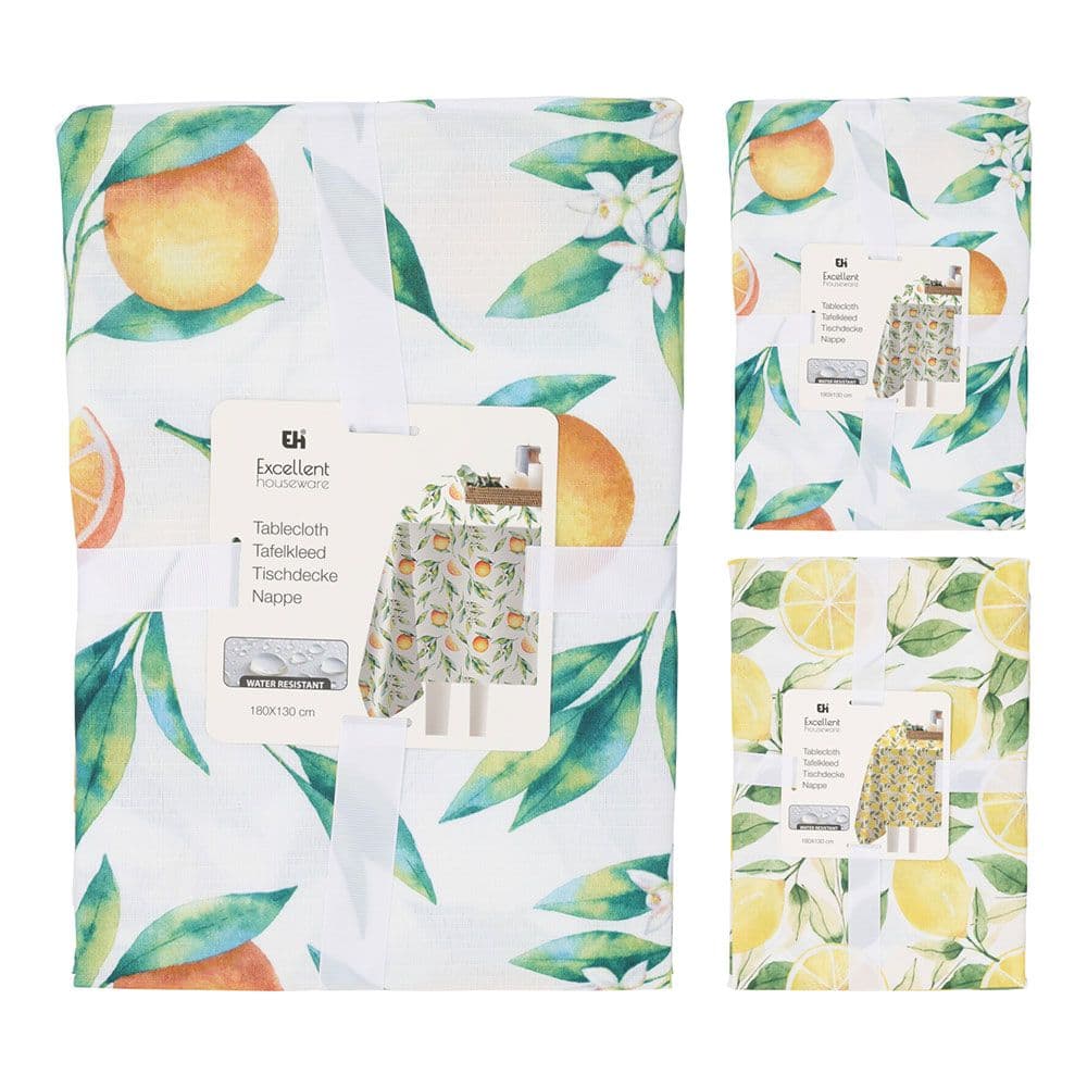 MANTEL DE POLIÉSTER CON ESTAMPADO DE FRUTAS 180 x 130 cm