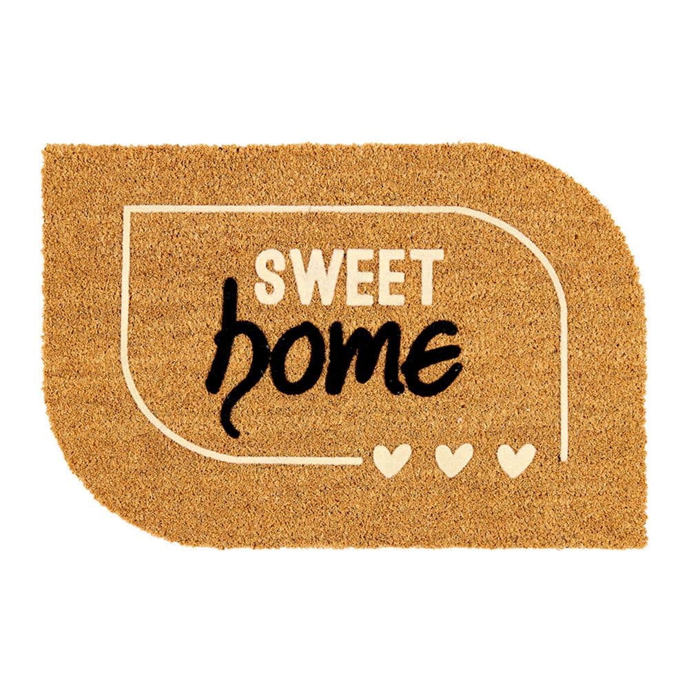 FELPUDO DE COCO FLOQUEADO DISEÑO SWEET HOME, 60 x 40 cm