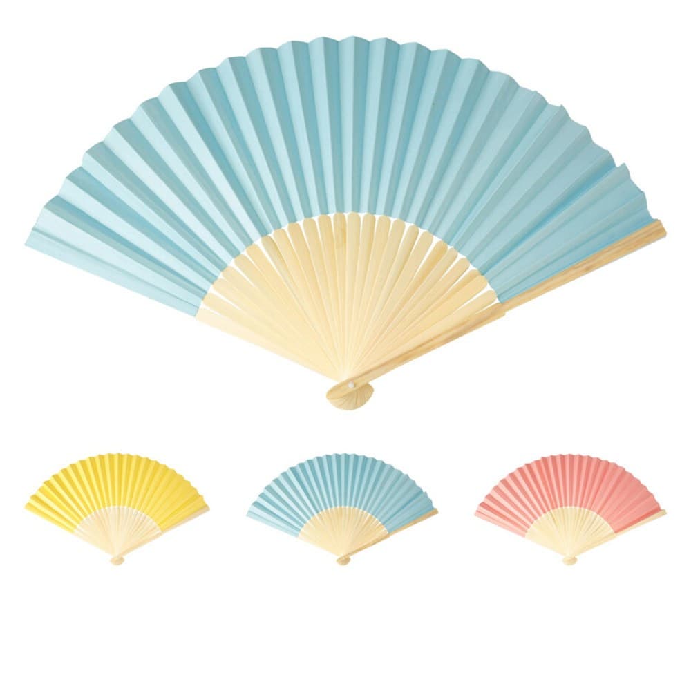 ABANICO PLEGABLE DE PAPEL Y BAMBÚ, COLORES SURTIDOS, Ø45 x 26,5 cm