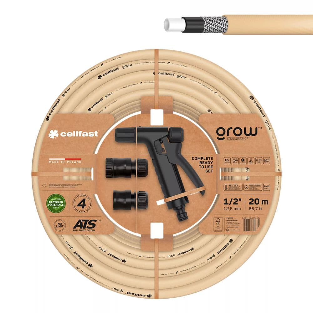 KIT MANGUERA DE JARDÍN GROW Ø12,5 mm, ½ pulg, 20 m