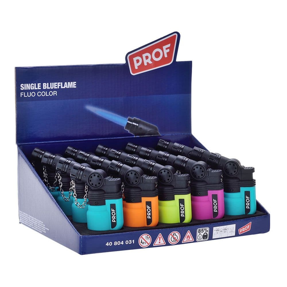 ENCENDEDOR ELECTRÓNICO, BIDÓN DE GOMA, LLAMA AZUL, COLORES SURTIDOS