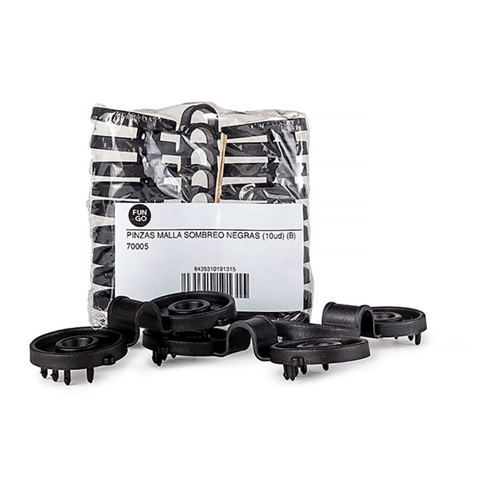 PINZAS PARA MALLA SOMBREO, NEGRAS, 10 uds