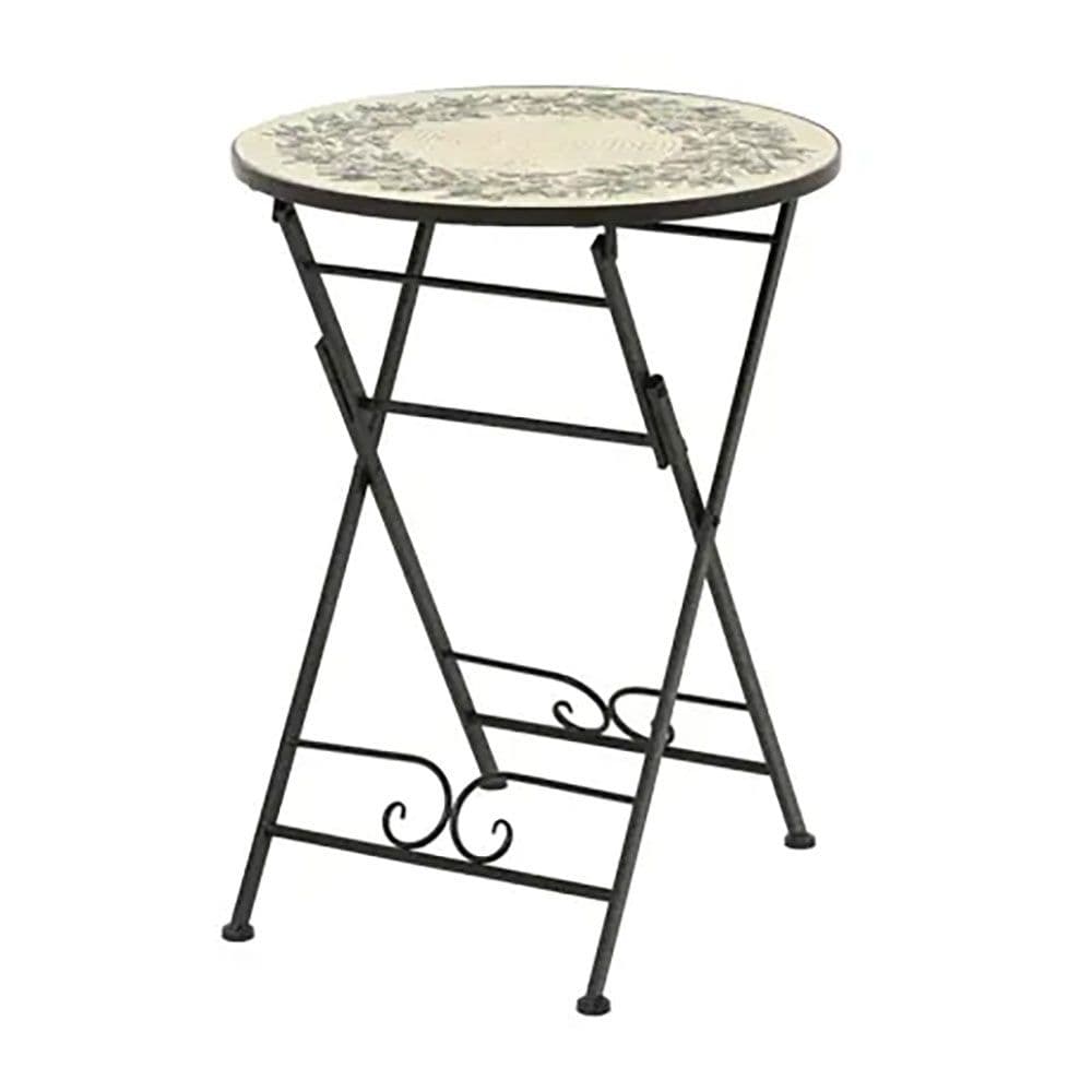 MESA METÁLICA/MOSAICO PLEGABLE ATENAS COLOR NEGRO PARA EXTERIOR Ø58 x 75 cm